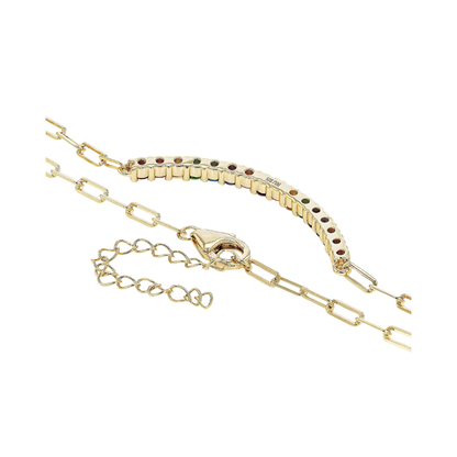 Collar Rainbow 0.95cttw Multi Gemas Paperclip Plata Baño de Oro 18k - 18 In