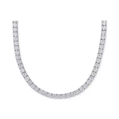 Collar Tennis con zafiro blanco redondo de laboratorio en plata esterlina (17”)