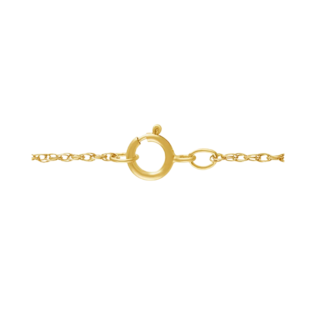 Dije solitario redondo de zafiro (6mm) creado en laboratorio Oro 10k con cadena 14k Gold Filled
