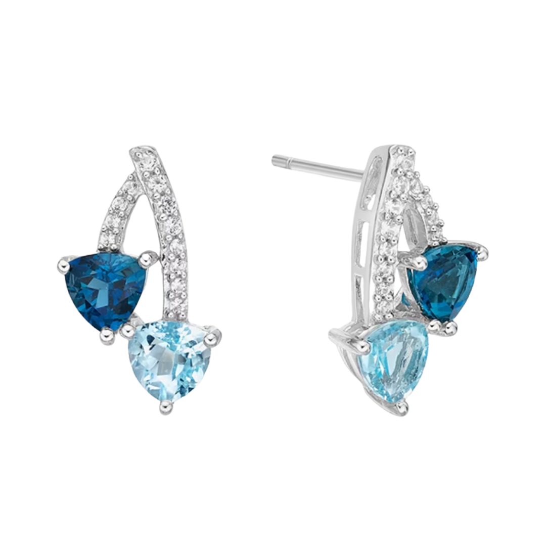 Aretes Topacio London Blue y Topacio Azul