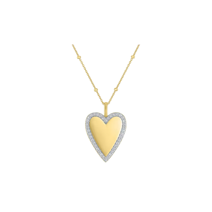Collar Corazón con Zafiro Blanco de Laboratorio en Plata con baño de Oro