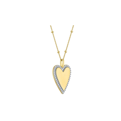 Collar Corazón con Zafiro Blanco de Laboratorio en Plata con baño de Oro