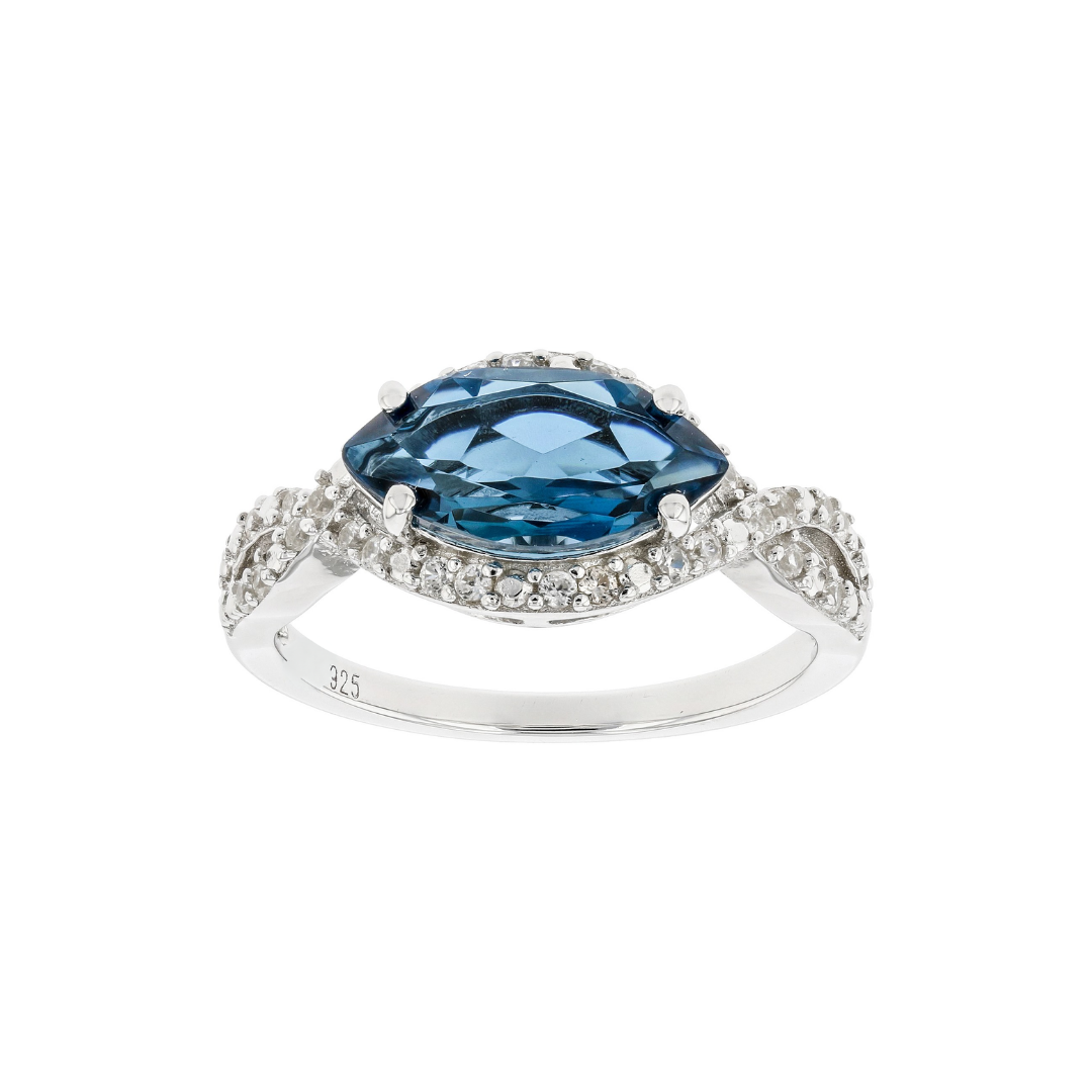 Anillo Topacio London Blue 1.91cttw en Plata con Baño de Rodio
