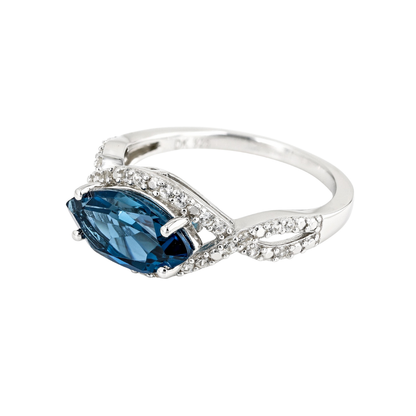 Anillo Topacio London Blue 1.91cttw en Plata con Baño de Rodio