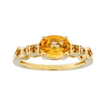 Anillo Citrino 1.13cttw en Plata con Baño de Oro 18k