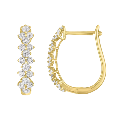 Arracadas Zafiro Blanco de Laboratorio en Plata con Baño de oro 14k