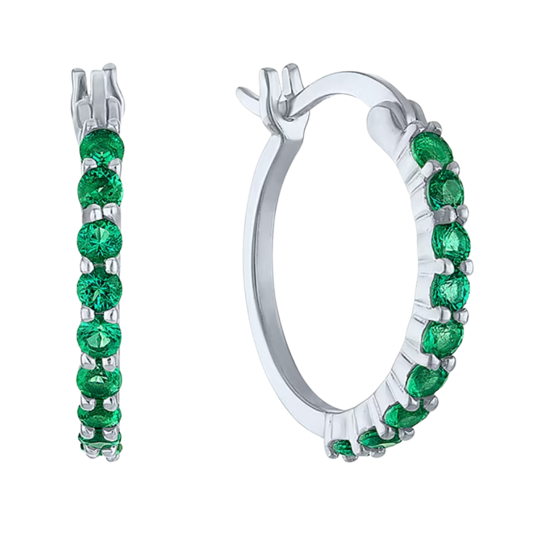 Arracadas Esmeralda de Laboratorio en Plata