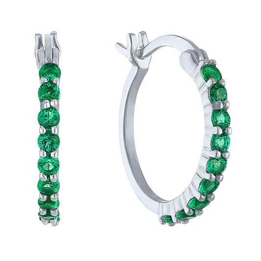 Arracadas Esmeralda de Laboratorio en Plata