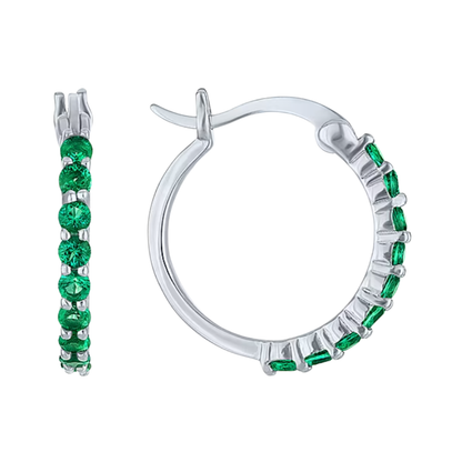 Arracadas Esmeralda de Laboratorio en Plata