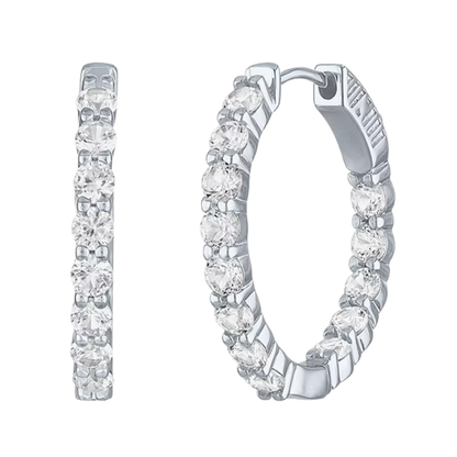 Aretes Arracadas Zafiro Blanco de Laboratorio 25mm En Plata