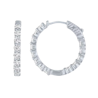 Aretes Arracadas Zafiro Blanco de Laboratorio 25mm En Plata