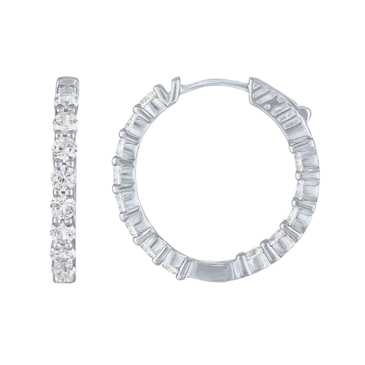 Aretes Arracadas Zafiro Blanco de Laboratorio 25mm En Plata