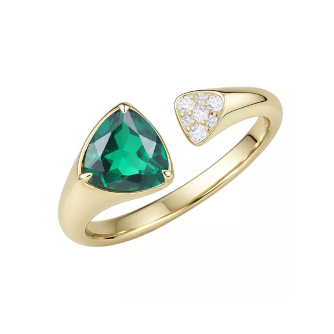 Anillo Piedra de Laboratorio .50ctw y Zafiro Blanco de Laboratorio En Plata
