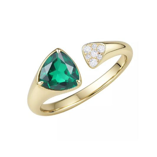 Anillo Piedra de Laboratorio .50ctw y Zafiro Blanco de Laboratorio En Plata