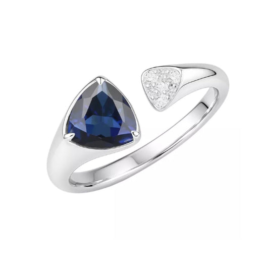 Anillo Piedra de Laboratorio .50ctw y Zafiro Blanco de Laboratorio En Plata