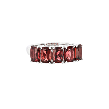 Anillo Churumbela Granate Rojo en Plata con Baño de Rodio 2.76ctw