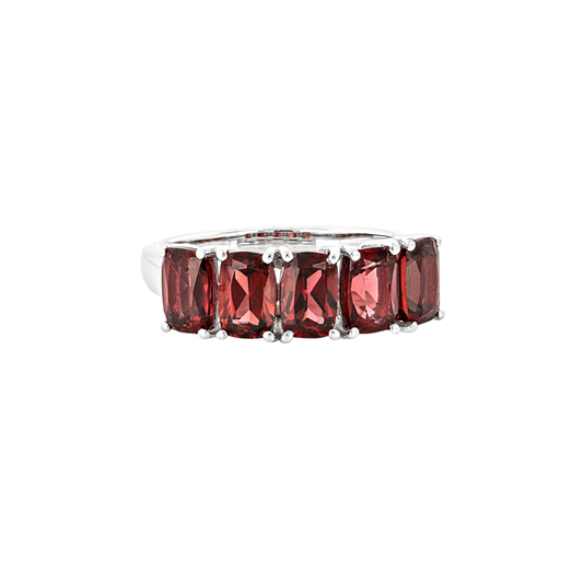 Anillo Churumbela Granate Rojo en Plata con Baño de Rodio 2.76ctw