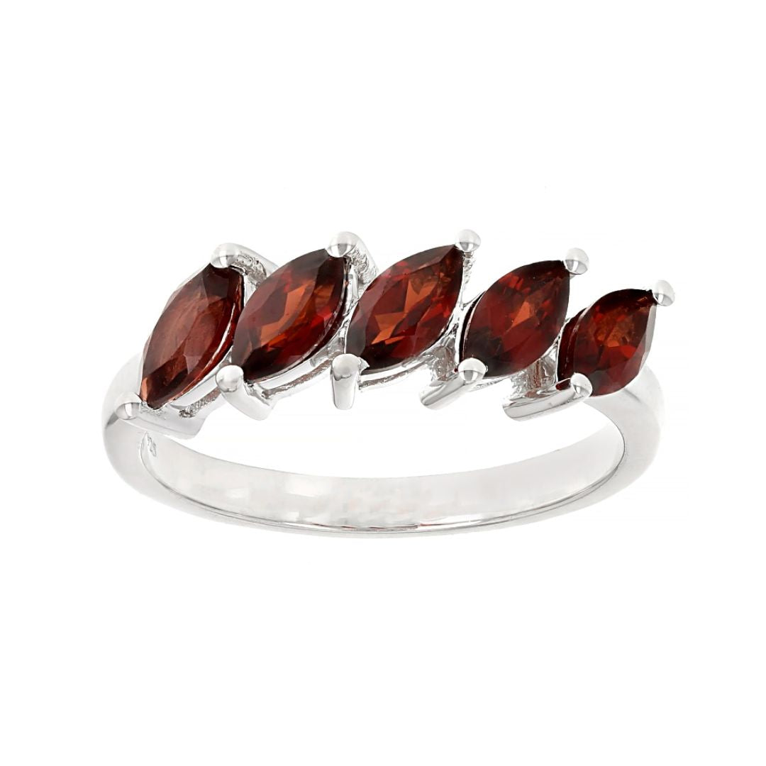 Anillo Churumbela Marquise en Plata con baño de Rodio