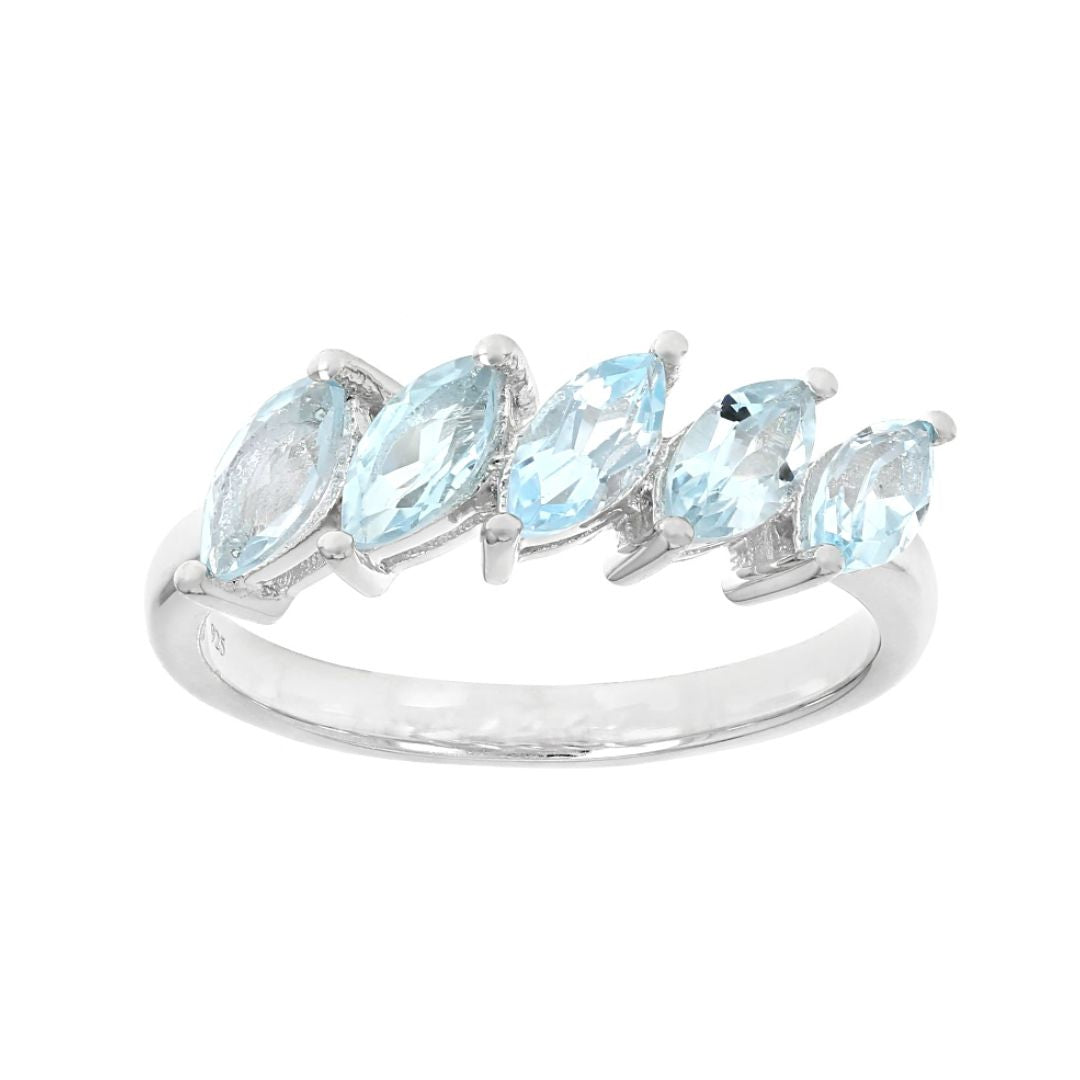 Anillo Churumbela Marquise en Plata con baño de Rodio