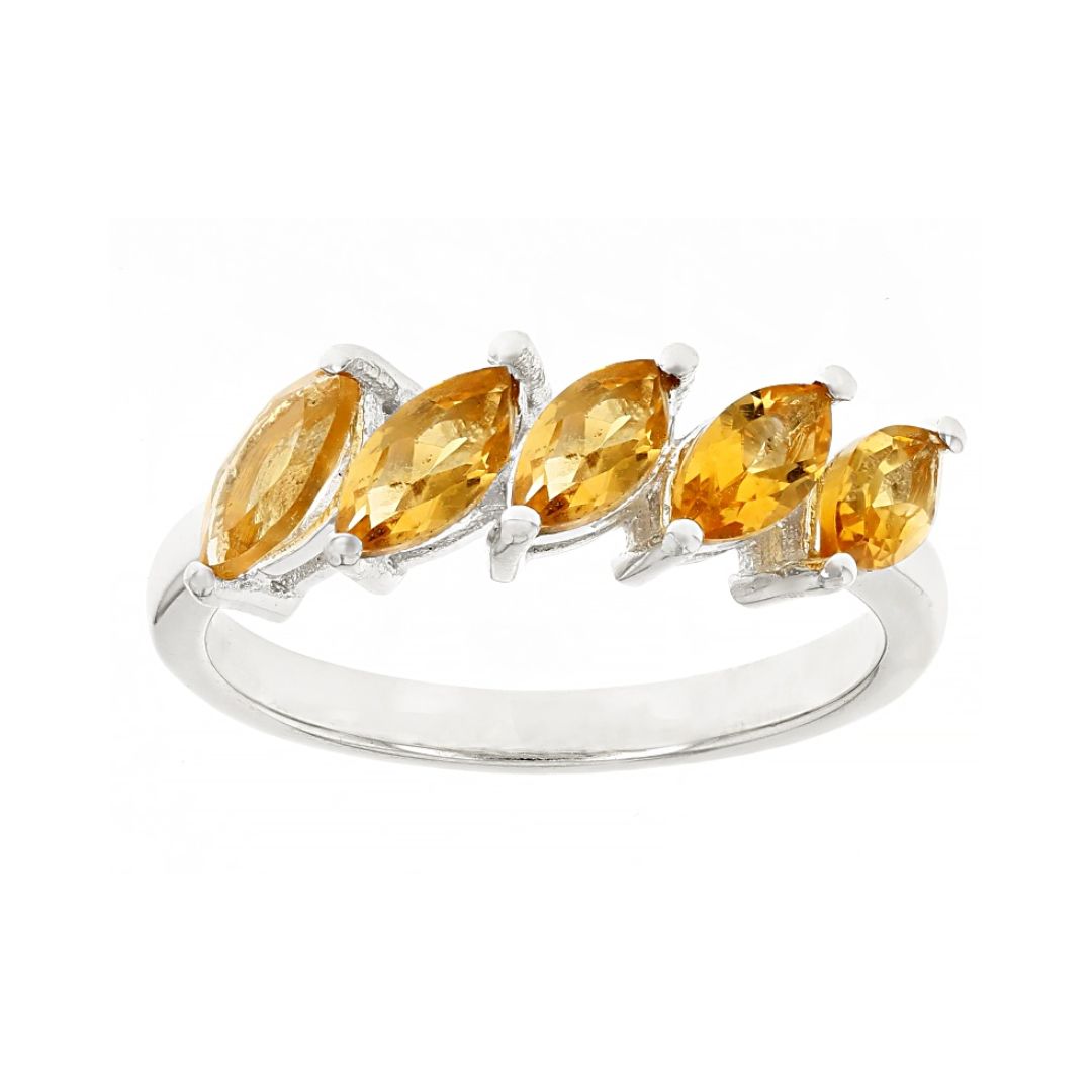 Anillo Churumbela Marquise en Plata con baño de Rodio