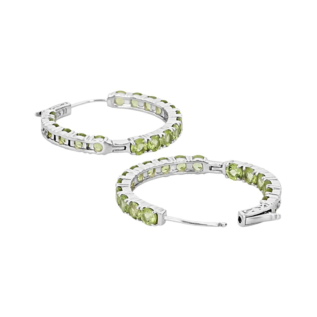 Aretes Arracadas Peridoto 8.84ctw en Plata con baño de Rodio