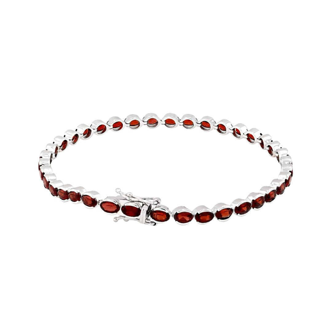 Pulsera Tennis Granate 9.25ctw en Plata con Baño de Rodio