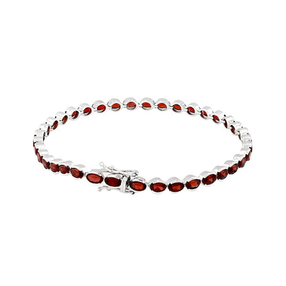 Pulsera Tennis Granate 9.25ctw en Plata con Baño de Rodio