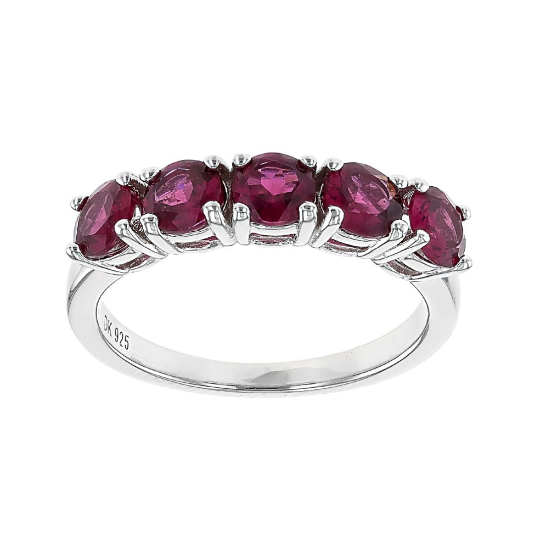 Anillo Churumbela Granate Rodolita 1.9ctw Plata Baño de Rodio