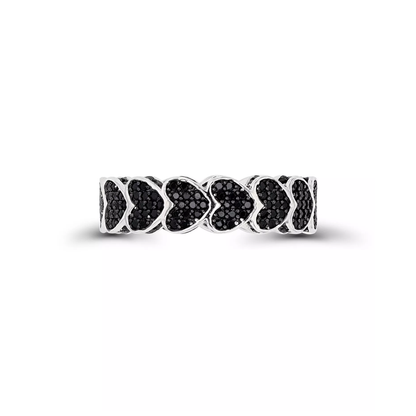 Anillo Churumbela Espinela Negra Eternity en Plata con Baño de Rodio 1.90cttw