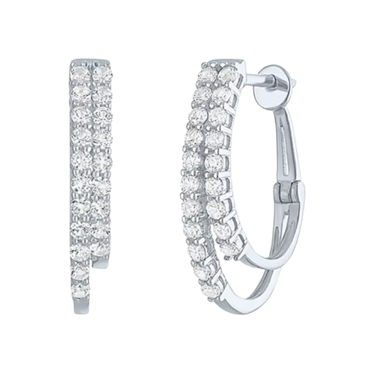 Aretes arracadas Dobles Zafiro Blanco de Laboratorio en Plata