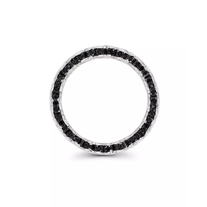 Anillo Churumbela Espinela Negra Eternity en Plata con Baño de Rodio 1.90cttw