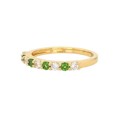 Anillo Churumbela Diopsidio y Circon en Plata con baño de Oro 18k