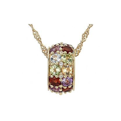 Collar Multicolor Multi Gemas en Plata con Baño de Oro