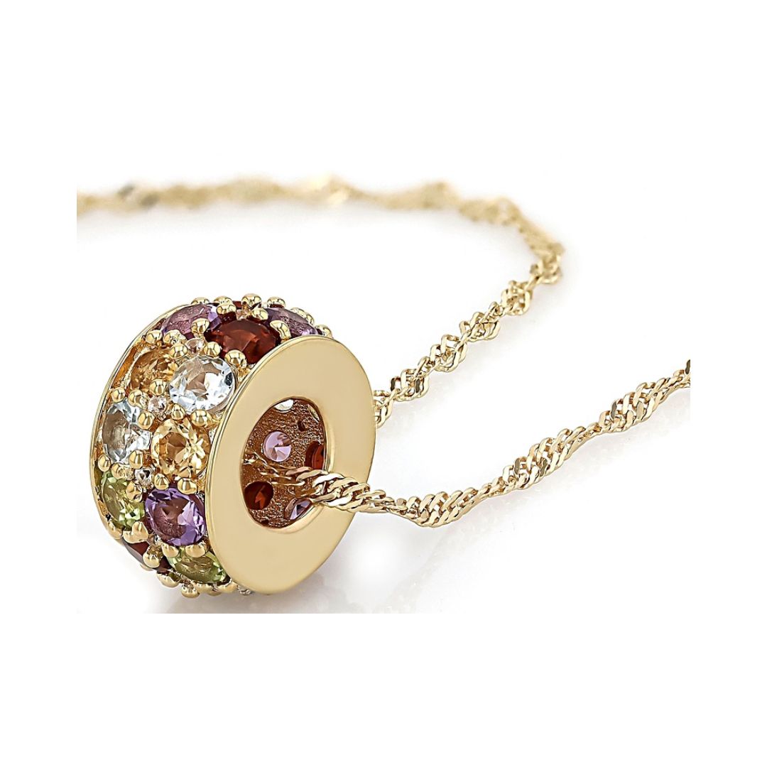 Collar Multicolor Multi Gemas en Plata con Baño de Oro