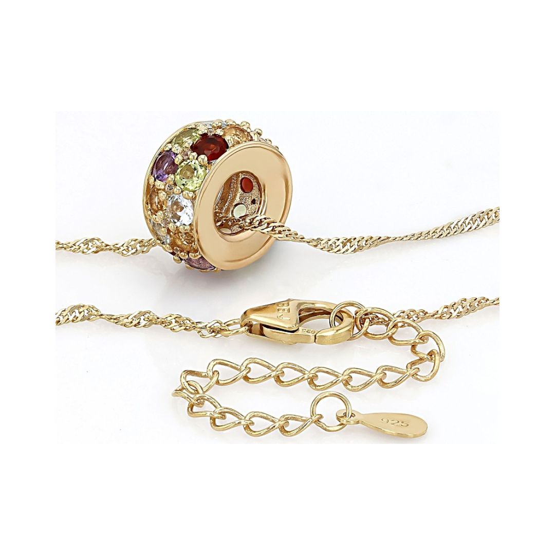Collar Multicolor Multi Gemas en Plata con Baño de Oro