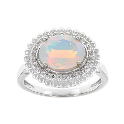 Anillo Opalo con Circon Blanco en Plata 1.60ctw