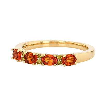 Anillo Churumebla Citrino y Diamante de Laboratorio en Plata con Baño de Oro 0.54ctw