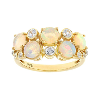 Anillo Ópalo y Circon en Plata con baño de Oro 1.17ctw