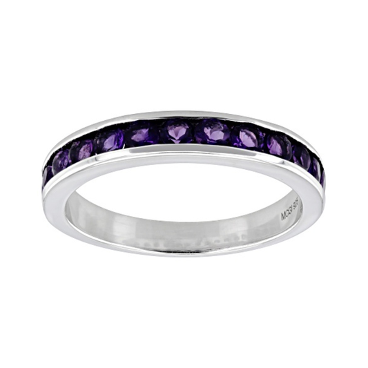 Anillo Churumbela Amatista 0.70ctw en Plata con Baño de Rodio