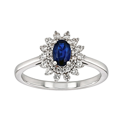 Anillo Cianita y Circón en Plata con baño de Rodio 0.95cttw