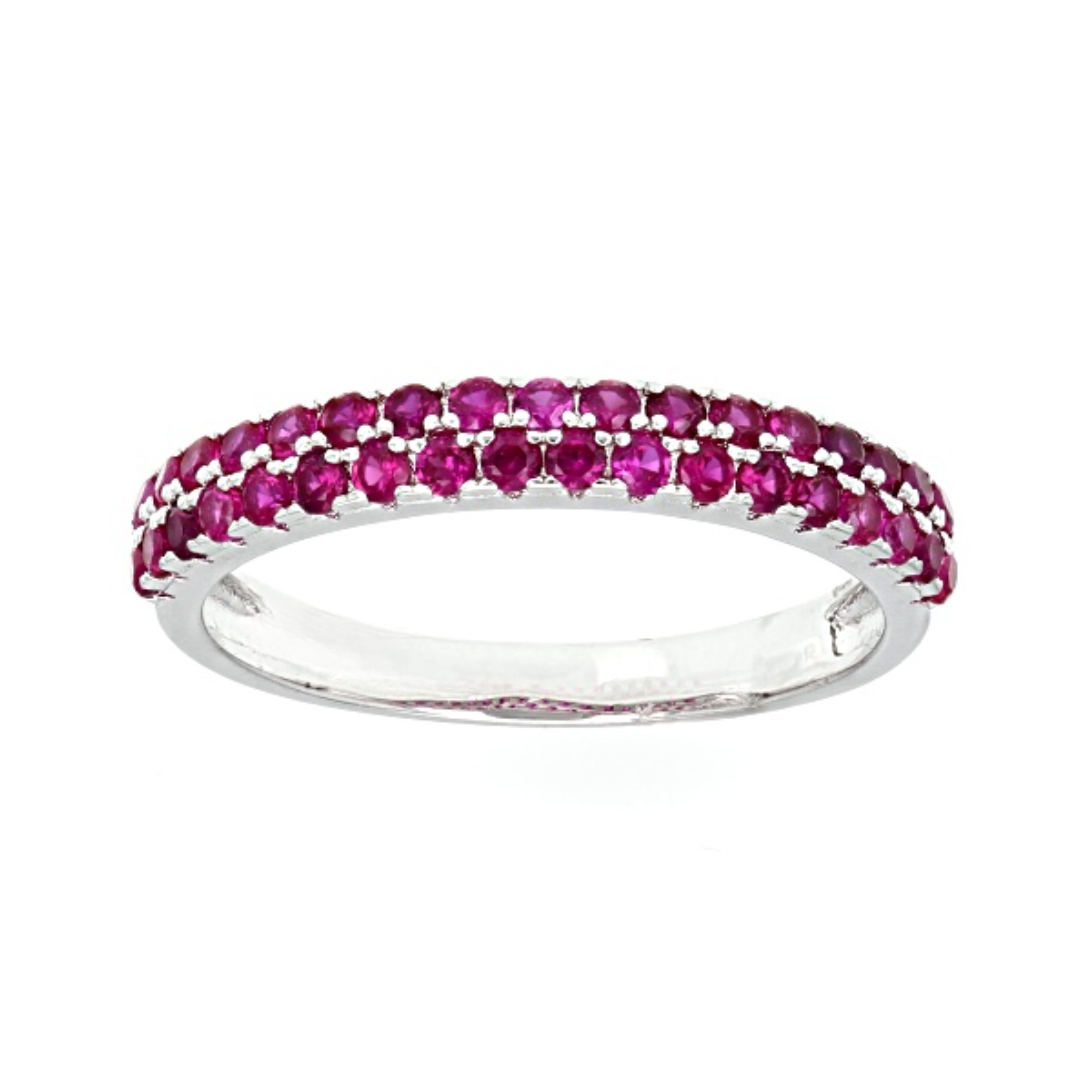 Anillo Churumbela Rubí de Laboratorio en Plata con Baño de Rodio 0.93ctw