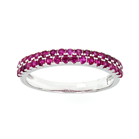 Anillo Churumbela Rubí de Laboratorio en Plata con Baño de Rodio 0.93ctw