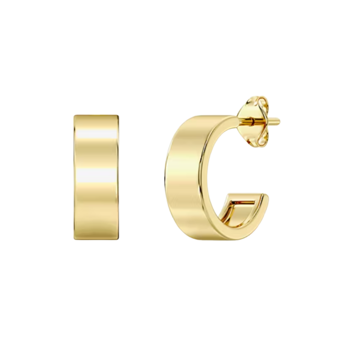 Arete Arracada Plata con Baño de Oro 14k