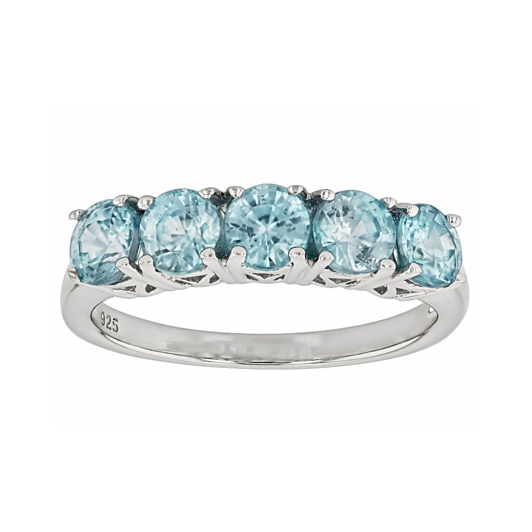 Anillo Churumbela Circón Azul de Cambodia en Plata 1.95ctw
