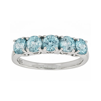Anillo Churumbela Circón Azul de Cambodia en Plata 1.95ctw
