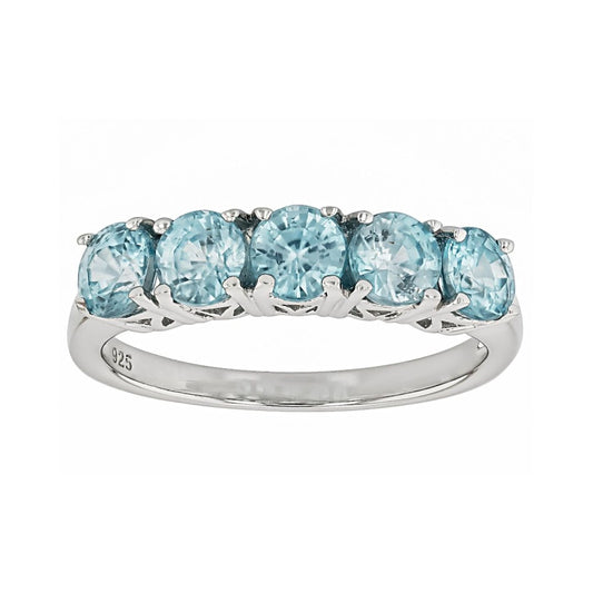 Anillo Churumbela Circón Azul de Cambodia en Plata 1.95ctw