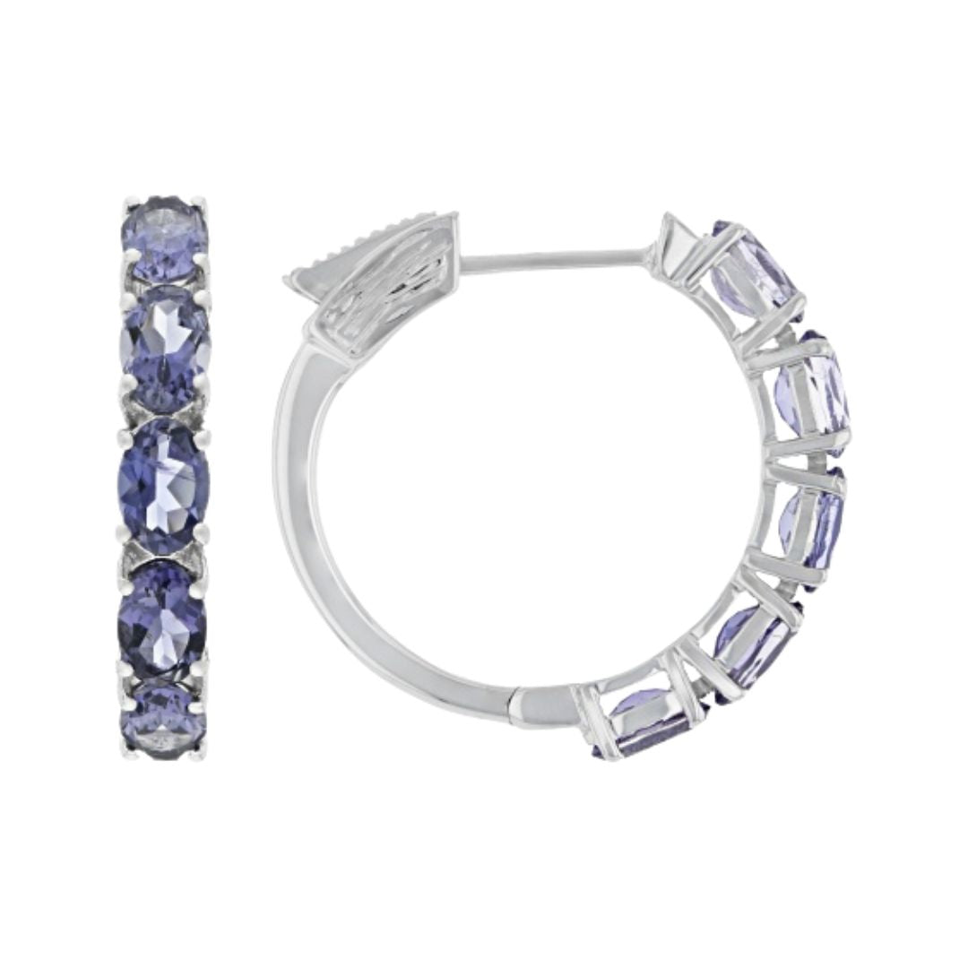 Aretes Arracadas Iolita 3.46ctw en Plata