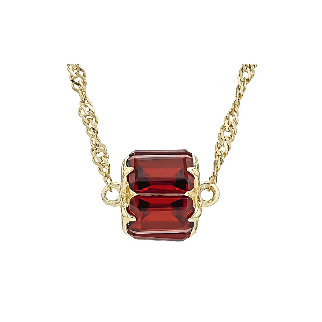 Collar Granate 3.36ctw Plata con baño de Oro 18k