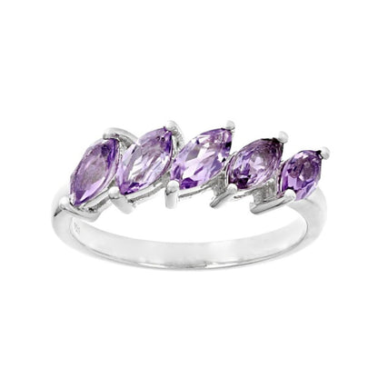 Anillo Churumbela Marquise en Plata con baño de Rodio