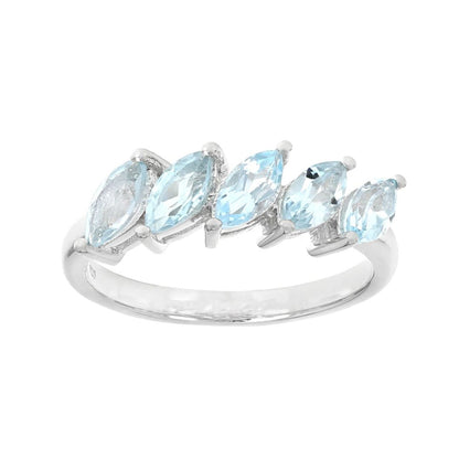 Anillo Churumbela Marquise en Plata con baño de Rodio